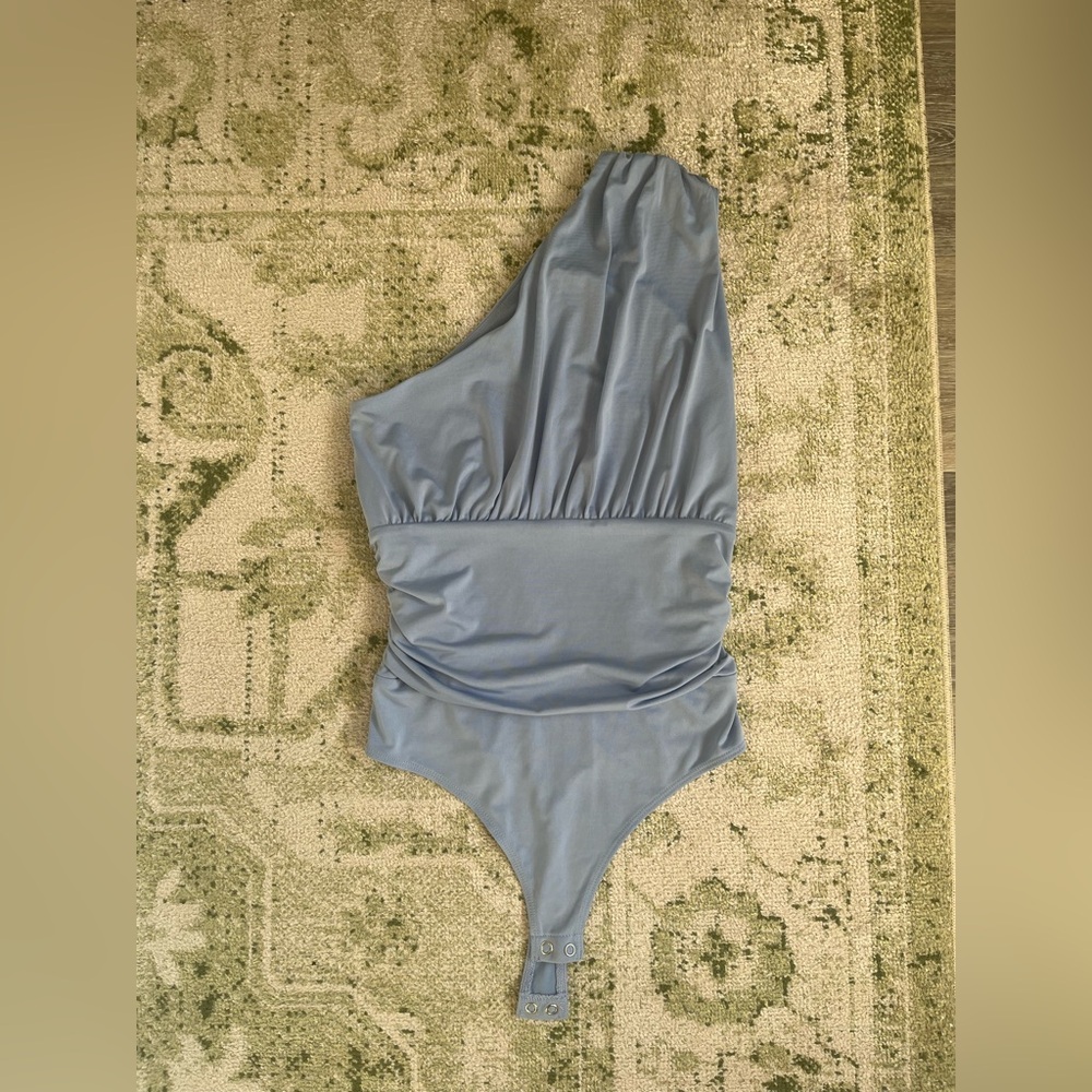 Express Light Blue One Shoulder Bodysuit